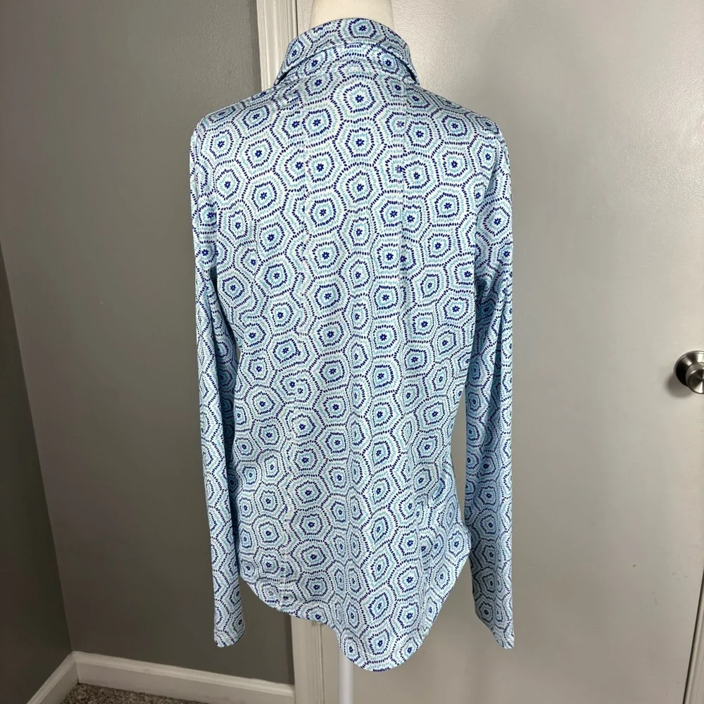 Belyn Key Glacier‎ Long Sleeve Polo in Burst Print Size M - Picture 3 of 6